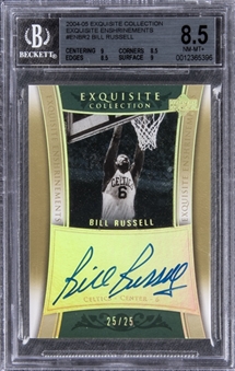 2004-05 UD "Exquisite Collection" Enshrinements Autographs #ENBR2 Bill Russell Signed Card (#25/25) – BGS NM-MT+ 8.5/BGS 10 